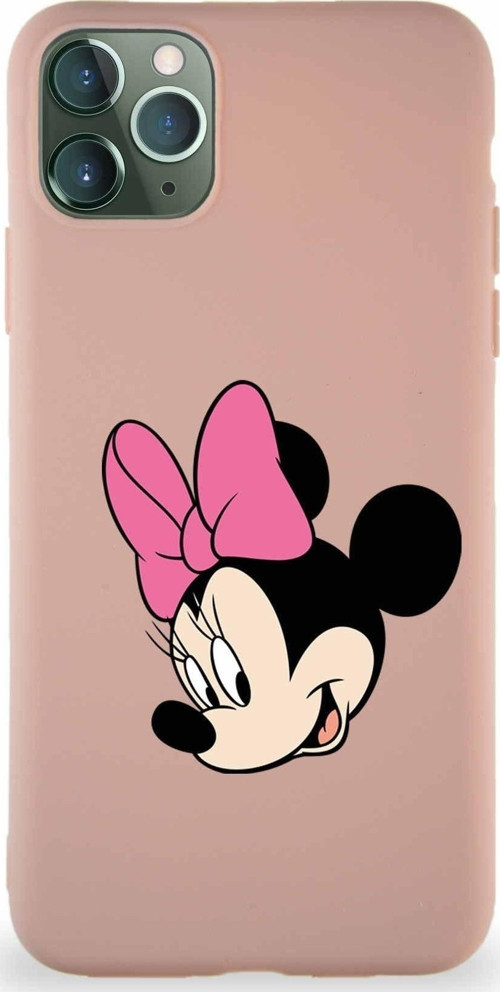 Iphone 11 Pro Max Uyumlu Soft Premier Kapak Minnie Mouse-B Tasarımlı Silikon Kılıf - Pudra