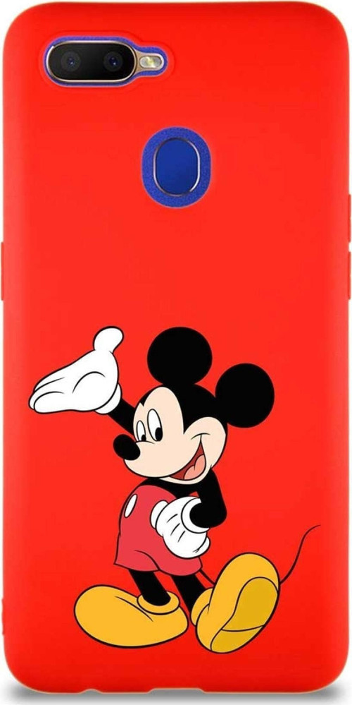 Oppo Ax7 Soft Premier Kapak Mickey Mouse-C Tasarımlı Silikon Kılıf - Kırmızı
