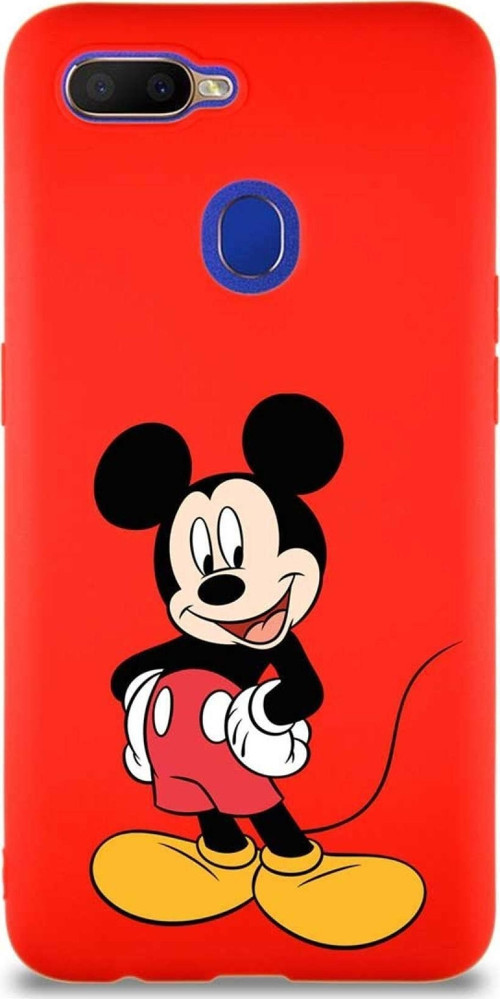 Oppo Ax7 Soft Premier Kapak Mickey Mouse-E Tasarımlı Silikon Kılıf - Kırmızı