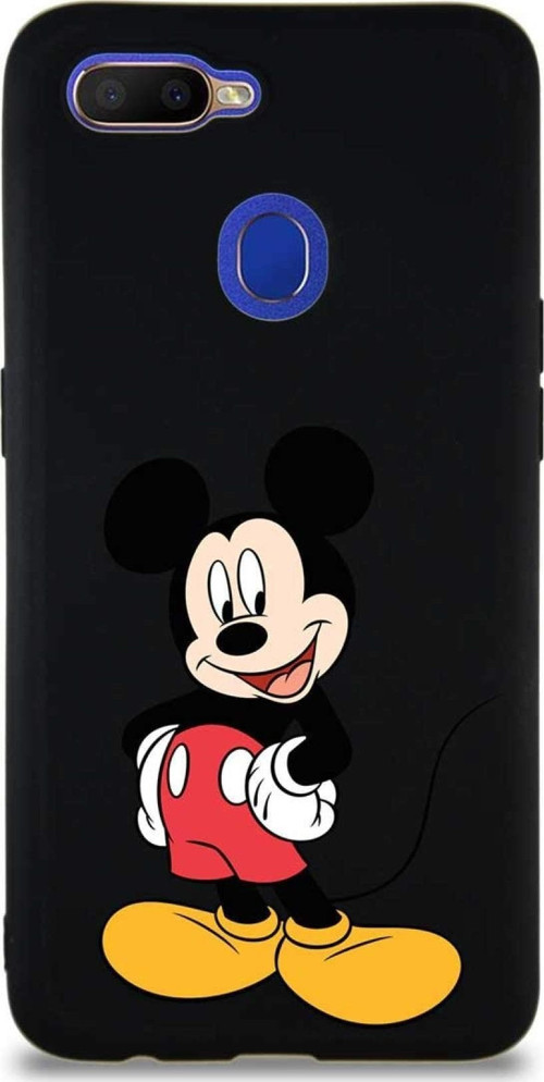 Oppo Ax7 Soft Premier Kapak Mickey Mouse-E Tasarımlı Silikon Kılıf - Siyah