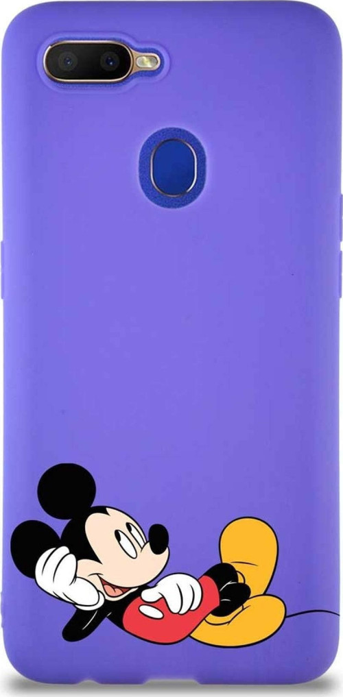 Oppo Ax7 Soft Premier Kapak Mickey Mouse-F Tasarımlı Silikon Kılıf - Mor