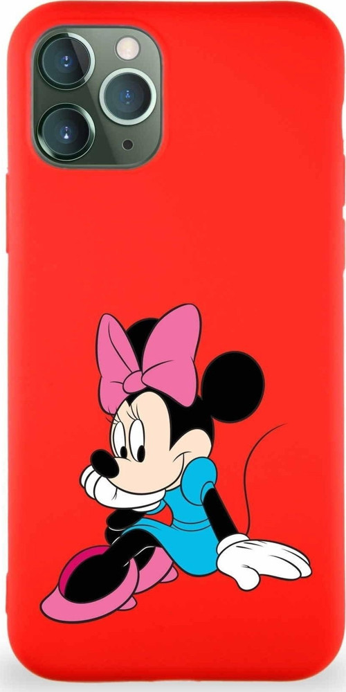 Iphone 11 Pro Soft Premier Kapak Minnie Mouse-E Tasarımlı Silikon Kılıf - Kırmızı Uyumlu
