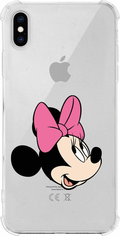 Iphone Xs Uyumlu Köşe Korumalı Antişok Kapak Minnie Mouse Tasarımlı Şeffaf Kılıf