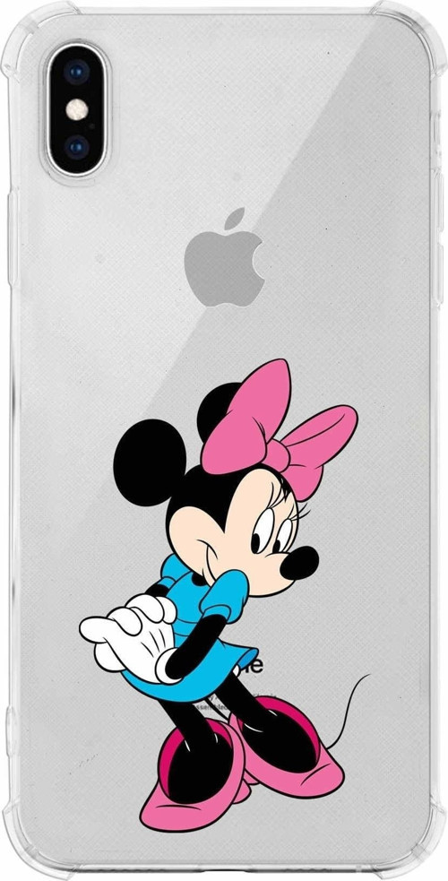 Iphone Xs Uyumlu Köşe Korumalı Antişok Kapak Minnie Mouse Tasarımlı Şeffaf Kılıf