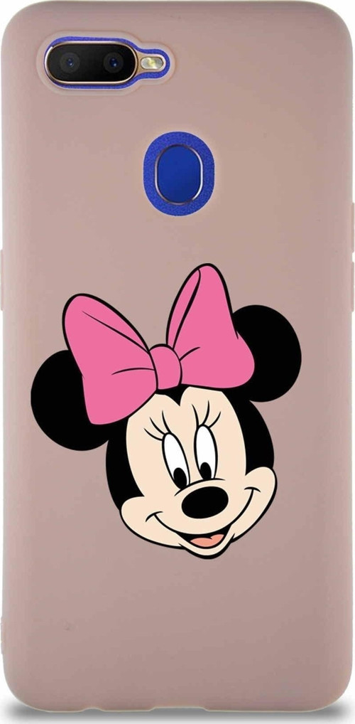 Oppo Ax7 Soft Premier Kapak Minnie Mouse-C Tasarımlı Silikon Kılıf - Pudra