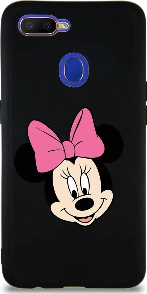 Oppo Ax7 Soft Premier Kapak Minnie Mouse-C Tasarımlı Silikon Kılıf - Siyah
