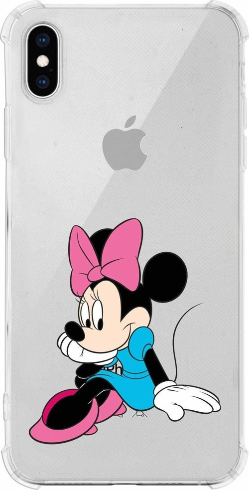 Iphone Xs Uyumlu Köşe Korumalı Antişok Kapak Minnie Mouse Tasarımlı Şeffaf Kılıf