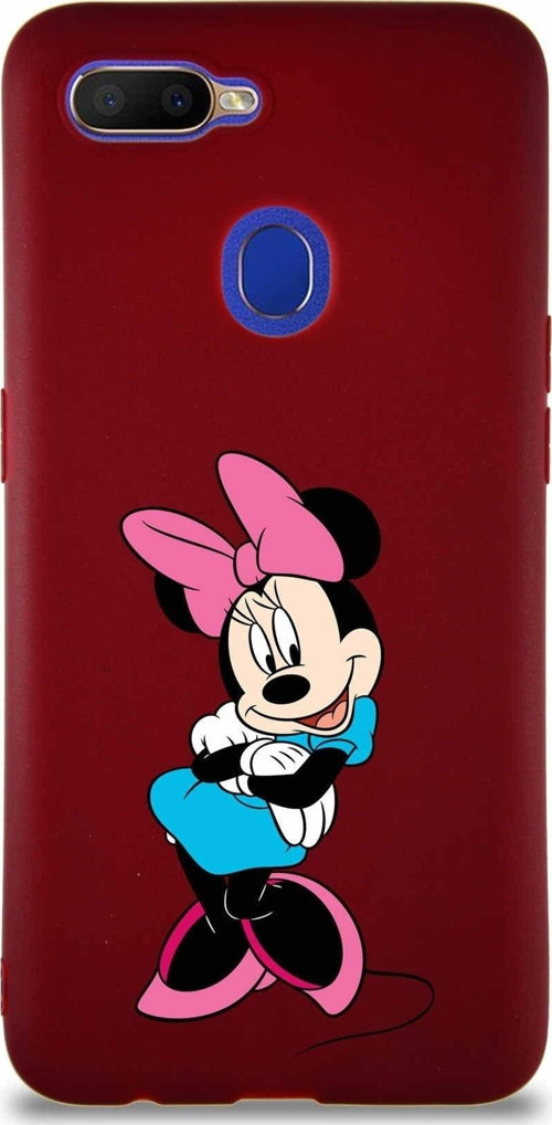 Oppo Ax7 Soft Premier Kapak Minnie Mouse-D Tasarımlı Silikon Kılıf - Mürdüm