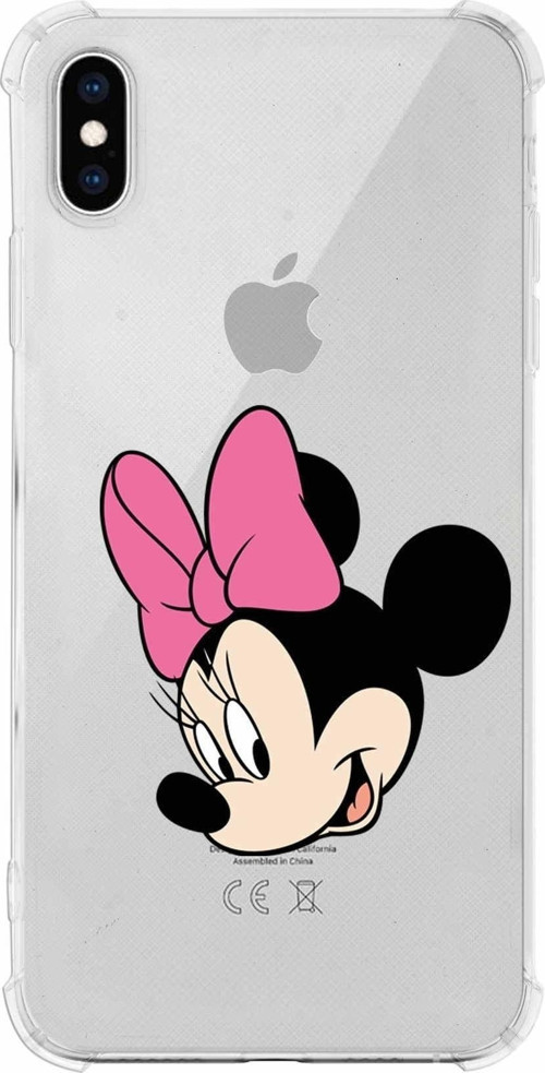 Iphone Xs Uyumlu Köşe Korumalı Antişok Kapak Minnie Mouse Tasarımlı Şeffaf Kılıf