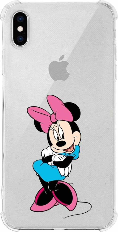 Iphone Xs Uyumlu Köşe Korumalı Antişok Kapak Minnie Mouse Tasarımlı Şeffaf Kılıf