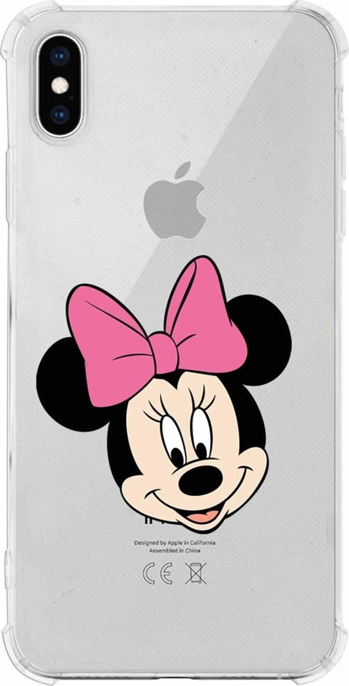 Iphone Xs Uyumlu Köşe Korumalı Antişok Kapak Minnie Mouse Tasarımlı Şeffaf Kılıf