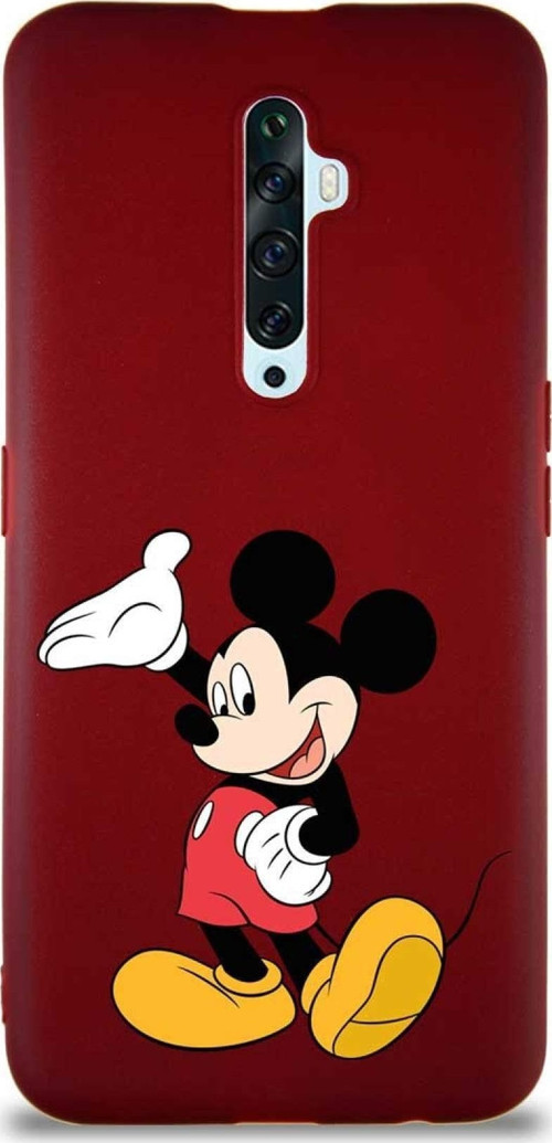 Oppo Reno 2Z Soft Premier Kapak Mickey Mouse-C Tasarımlı Silikon Kılıf - Mürdüm
