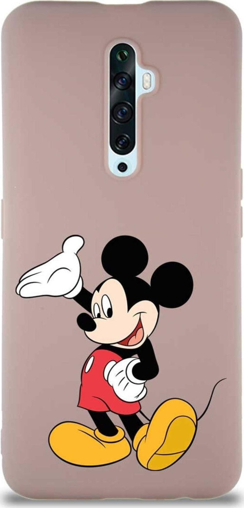 Oppo Reno 2Z Soft Premier Kapak Mickey Mouse-C Tasarımlı Silikon Kılıf - Pudra
