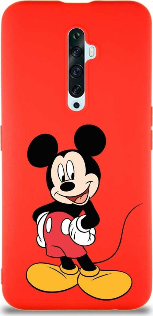 Oppo Reno 2Z Soft Premier Kapak Mickey Mouse-E Tasarımlı Silikon Kılıf - Kırmızı