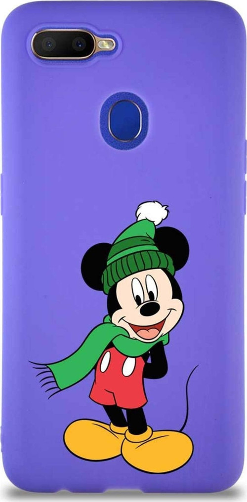 Oppo A12 Soft Premier Kapak Mickey Mouse-G Tasarımlı Silikon Kılıf - Mor