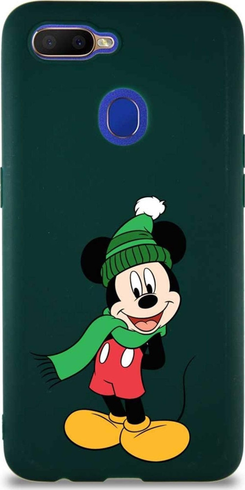 Oppo A12 Soft Premier Kapak Mickey Mouse-G Tasarımlı Silikon Kılıf - Yeşil