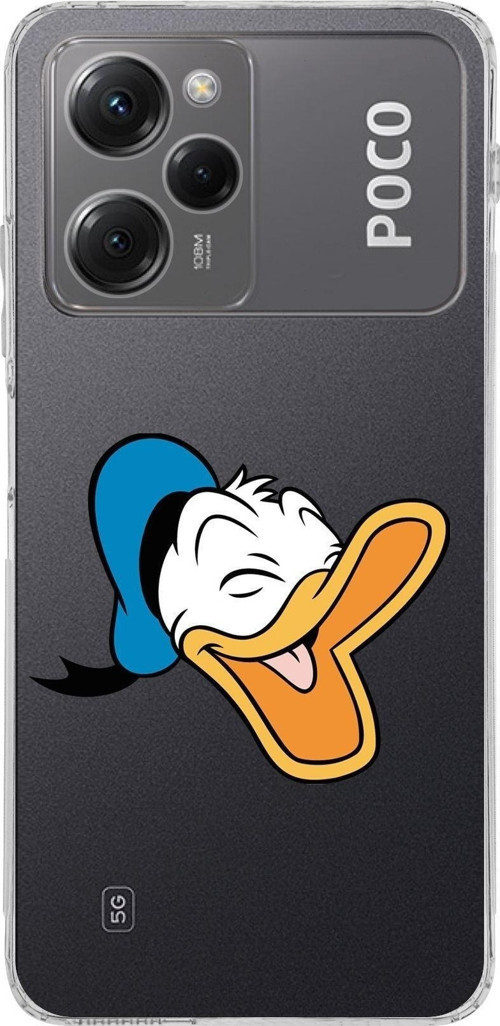 Poco X5 Pro Kamera Korumalı Kapak Donald Duck Tasarımlı Şeffaf Kılıf