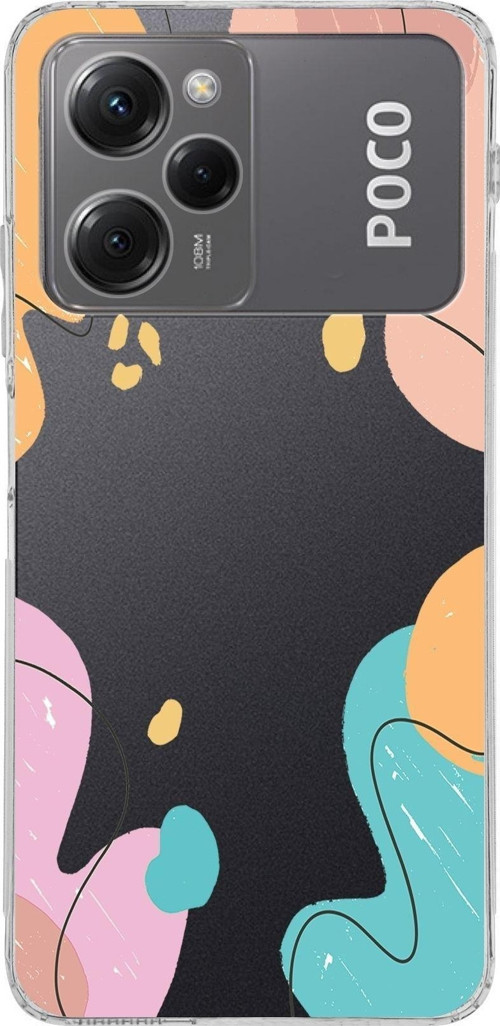 Poco X5 Pro Uyumlu Kamera Korumalı Kapak Karışık Renkler Tasarımlı Şeffaf Kılıf