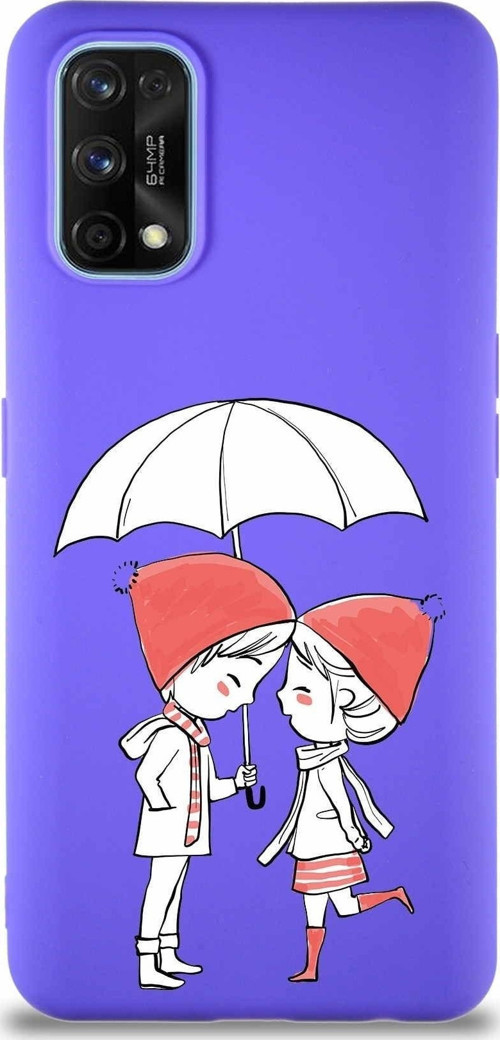Realme 7 Pro Soft Premier Kapak Aşk Tasarımlı Silikon Kılıf - Mor