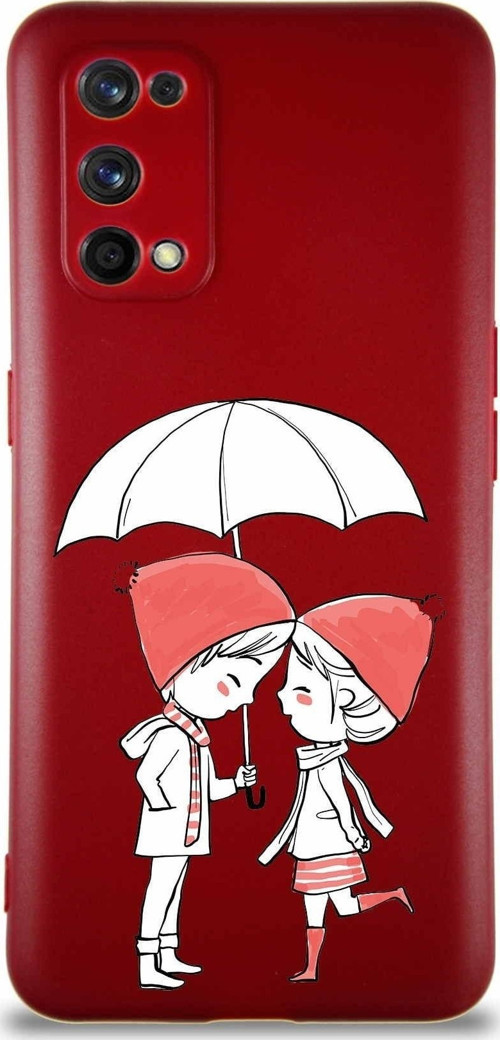 Realme 7 Pro Soft Premier Kapak Aşk Tasarımlı Silikon Kılıf - Mürdüm