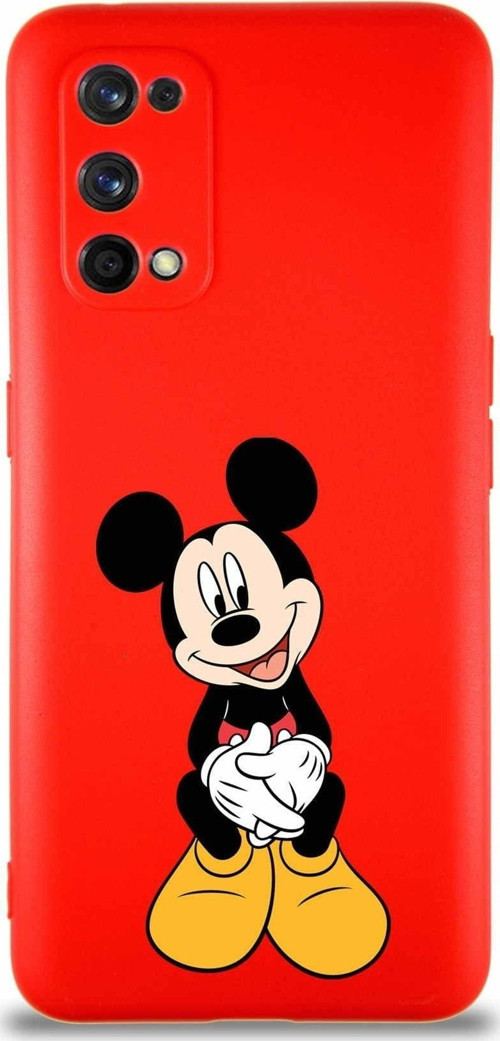 Realme 7 Pro Soft Premier Kapak Mickey Mouse-A Tasarımlı Silikon Kılıf - Kırmızı