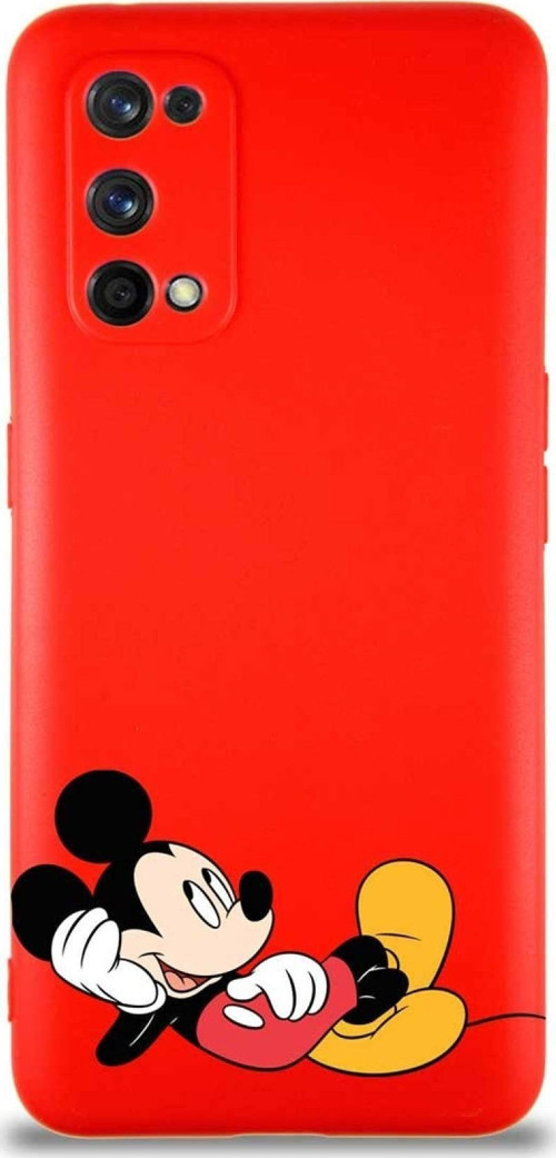 Realme 7 Pro Soft Premier Kapak Mickey Mouse-F Tasarımlı Silikon Kılıf - Kırmızı