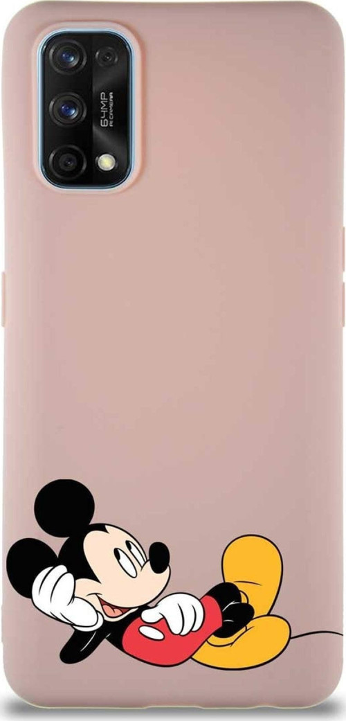 Realme 7 Pro Soft Premier Kapak Mickey Mouse-F Tasarımlı Silikon Kılıf - Pudra