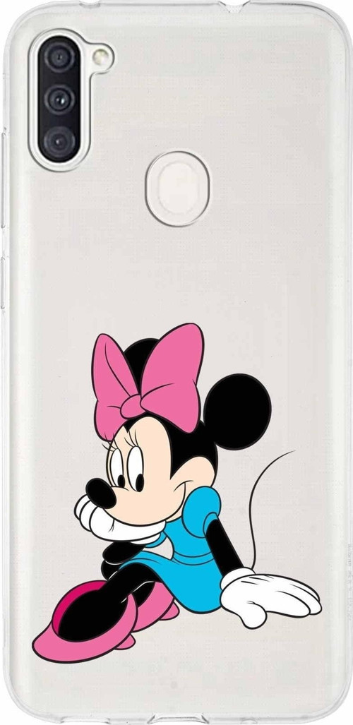 Samsung Galaxy A11 Kapak Minnie Mouse Tasarımlı Şeffaf Silikon Kılıf