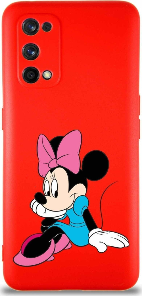 Realme 7 Pro Soft Premier Kapak Minnie Mouse-E Tasarımlı Silikon Kılıf - Kırmızı