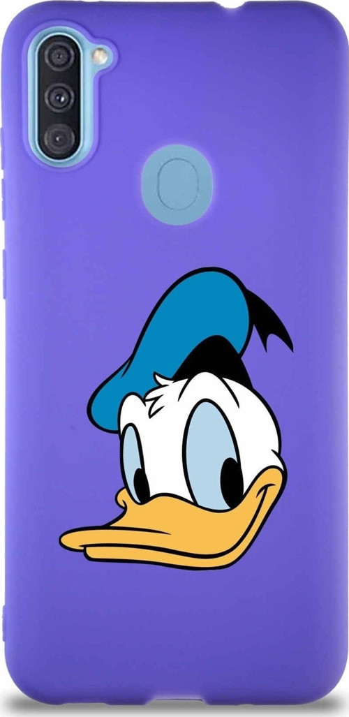 Samsung Galaxy A11 Soft Premier Kapak Donald Duck-B Tasarımlı Silikon Kılıf - Mor