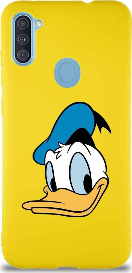 Samsung Galaxy A11 Soft Premier Kapak Donald Duck-B Tasarımlı Silikon Kılıf - Sarı