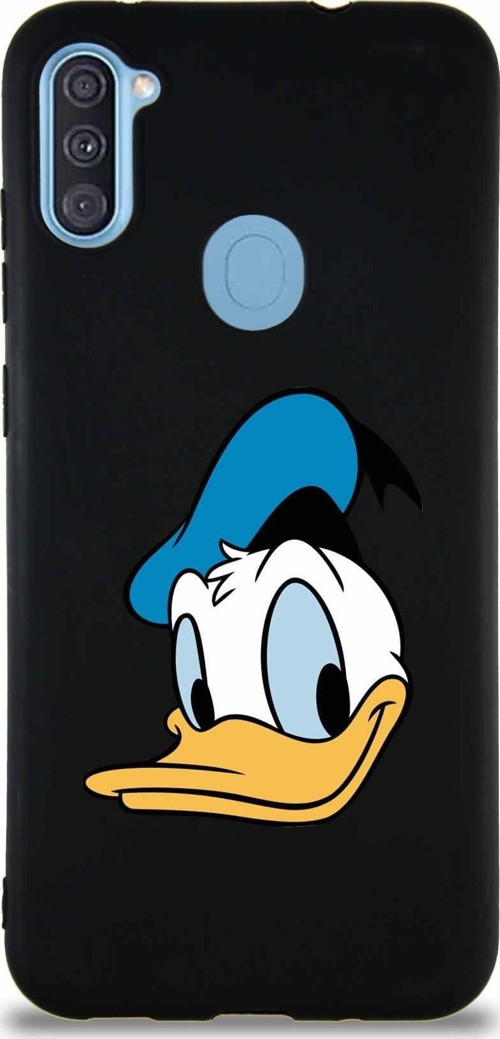 Samsung Galaxy A11 Soft Premier Kapak Donald Duck-B Tasarımlı Silikon Kılıf - Siyah