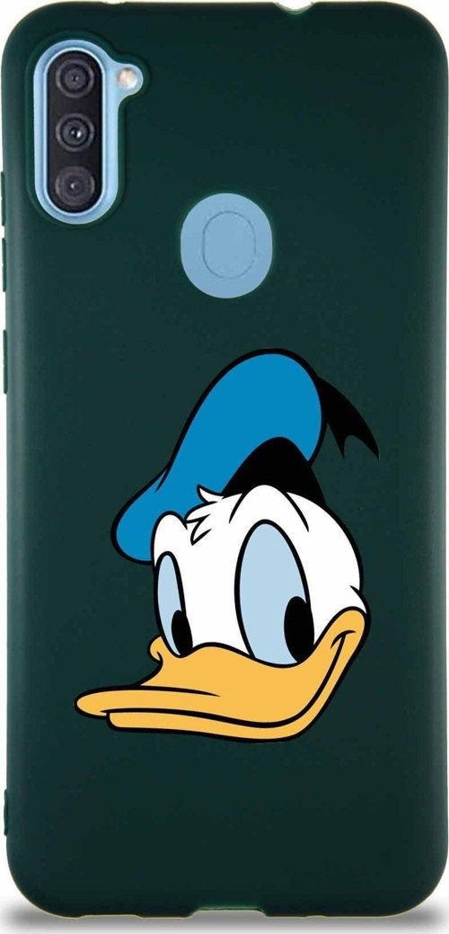 Samsung Galaxy A11 Soft Premier Kapak Donald Duck-B Tasarımlı Silikon Kılıf - Yeşil