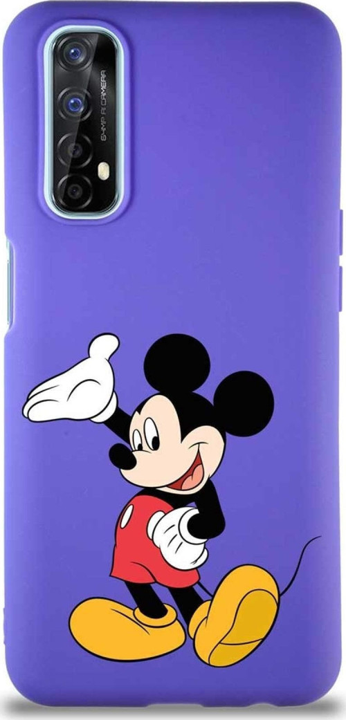 Realme 7 Soft Premier Kapak Mickey Mouse-C Tasarımlı Silikon Kılıf - Mor