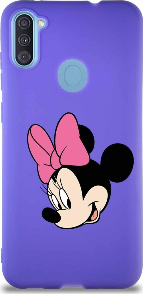 Samsung Galaxy A11 Soft Premier Kapak Minnie Mouse-B Tasarımlı Silikon Kılıf - Mor