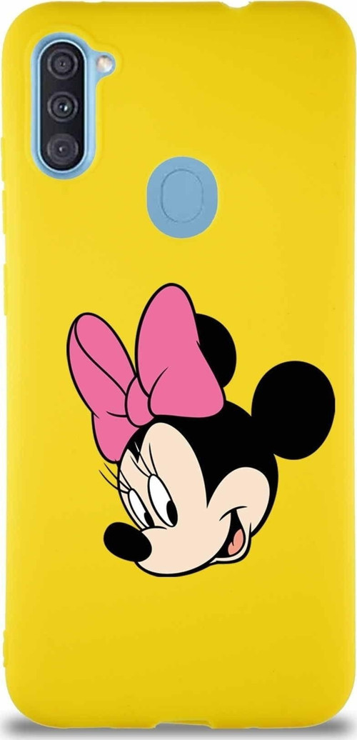 Samsung Galaxy A11 Soft Premier Kapak Minnie Mouse-B Tasarımlı Silikon Kılıf - Sarı