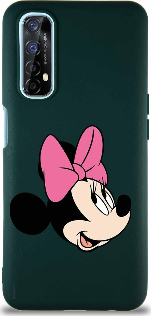 Realme 7 Soft Premier Kapak Minnie Mouse-A Tasarımlı Silikon Kılıf - Yeşil