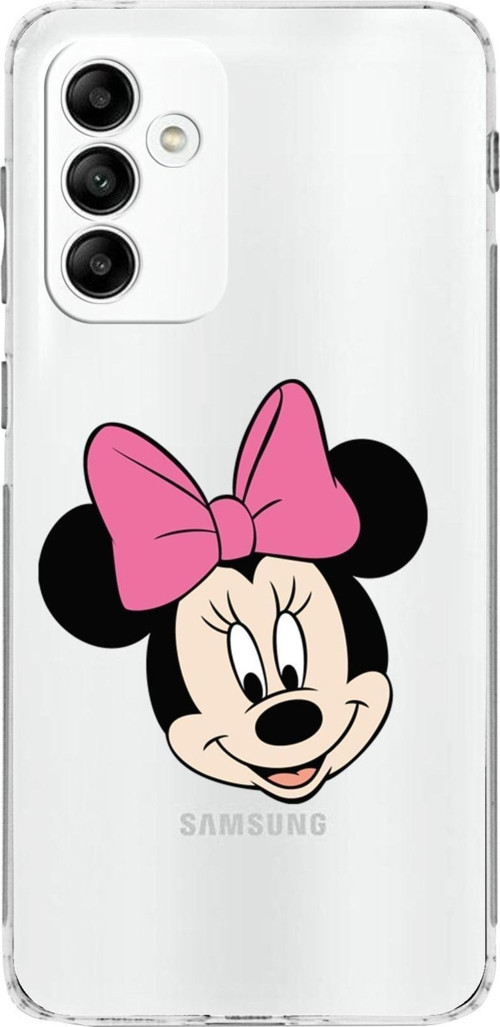 Samsung Galaxy A04S Kamera Korumalı Kapak Minnie Mouse Tasarımlı Şeffaf Kılıf