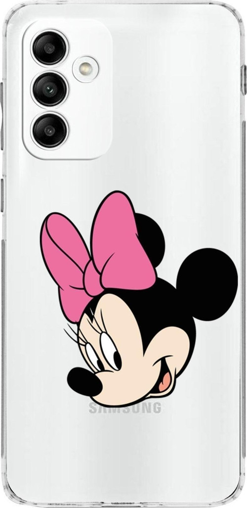 Samsung Galaxy A04S Kamera Korumalı Kapak Minnie Mouse Tasarımlı Şeffaf Kılıf