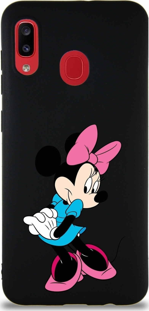 Samsung Galaxy A20 Soft Premier Kapak Minnie Mouse-F Tasarımlı Silikon Kılıf - Siyah