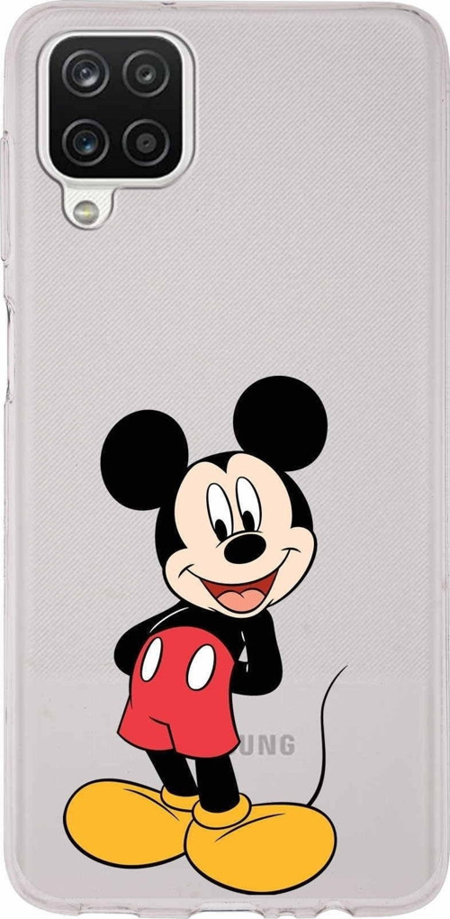Samsung Galaxy A12 Kapak Mickey Mouse Tasarımlı Şeffaf Silikon Kılıf