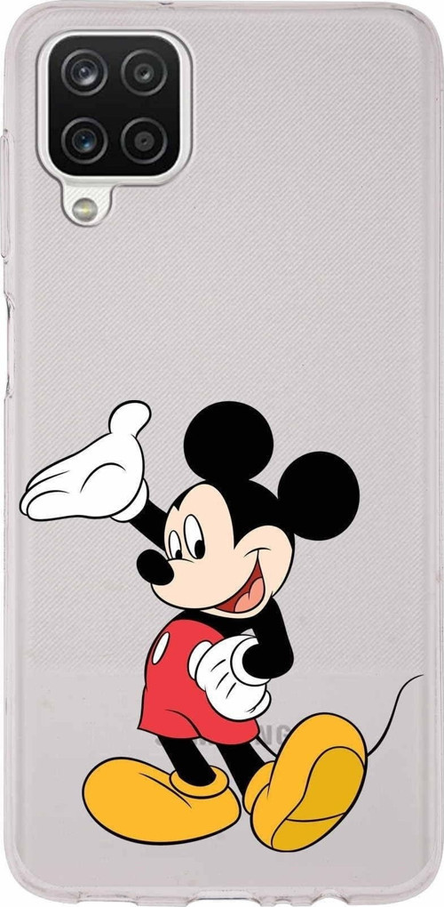 Samsung Galaxy A12 Kapak Mickey Mouse Tasarımlı Şeffaf Silikon Kılıf