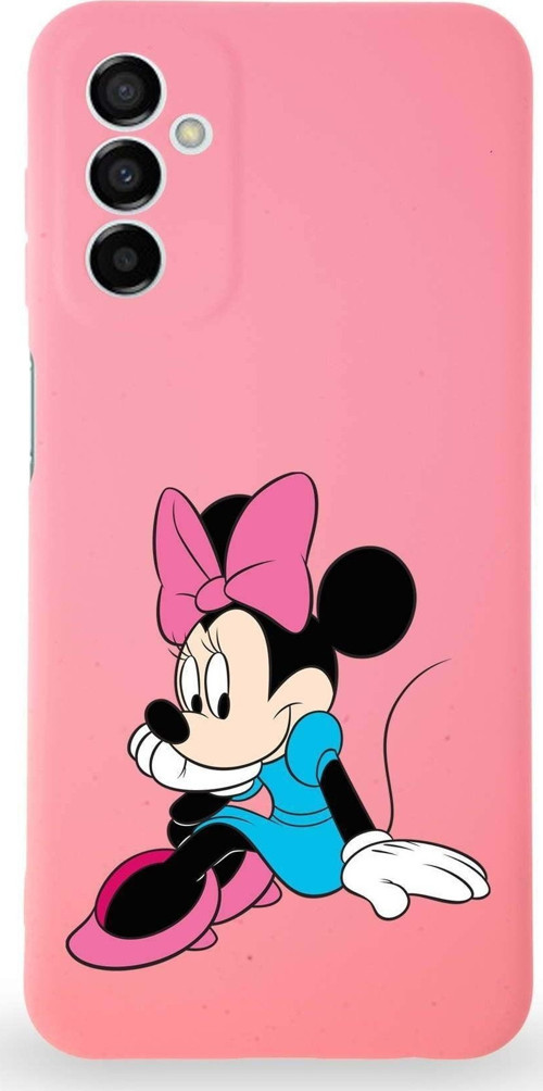 Samsung Galaxy A04S Uyumlu Lansman Kılıf Altı Kapalı Içi Kadife Minnie Mouse-E Tasarımlı Kapak