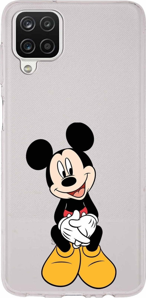 Samsung Galaxy A12 Kapak Mickey Mouse Tasarımlı Şeffaf Silikon Kılıf