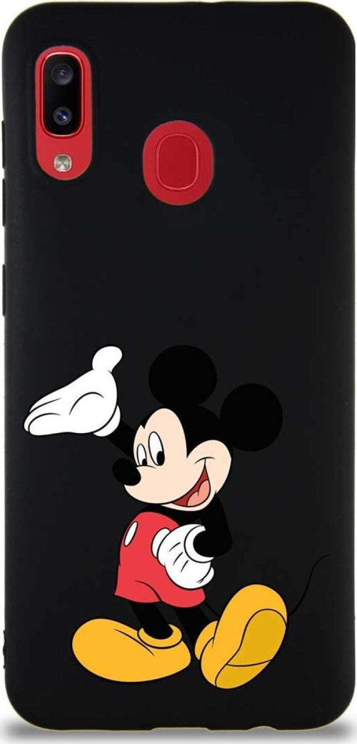Samsung Galaxy A30 Soft Premier Kapak Mickey Mouse-C Tasarımlı Silikon Kılıf - Siyah
