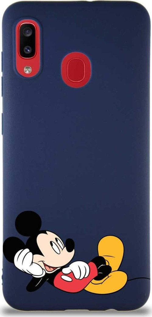 Samsung Galaxy A30 Soft Premier Kapak Mickey Mouse-F Tasarımlı Silikon Kılıf - Lacivert
