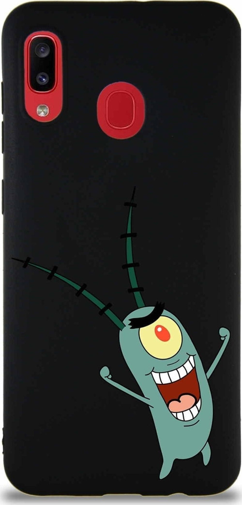 Samsung Galaxy A30 Soft Premier Kapak Plankton Tasarımlı Silikon Kılıf - Siyah