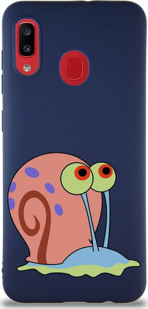 Samsung Galaxy A30 Soft Premier Kapak Salyangoz Gary Tasarımlı Silikon Kılıf - Lacivert