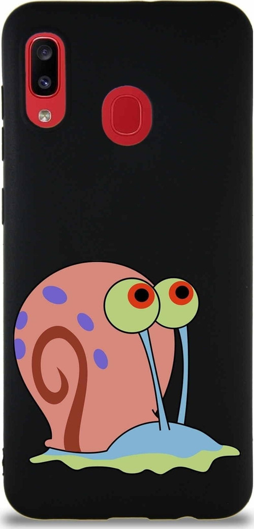 Samsung Galaxy A30 Soft Premier Kapak Salyangoz Gary Tasarımlı Silikon Kılıf - Siyah