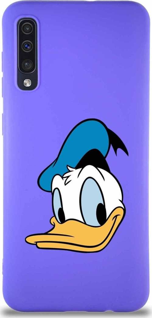 Samsung Galaxy A50 Soft Premier Kapak Donald Duck-B Tasarımlı Silikon Kılıf - Mor